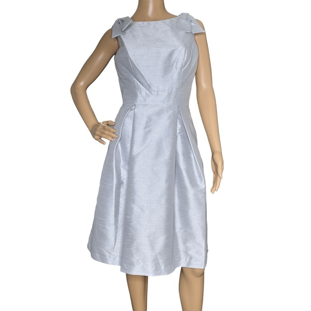 Alfred Sung short bridesmaid dress with bows dove NWT 2 / 4 / 8